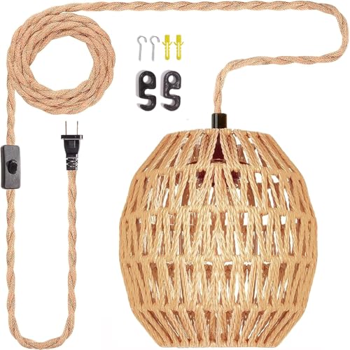 Maliralt Hanging Lamps Rattan Pendant Light Hanging...