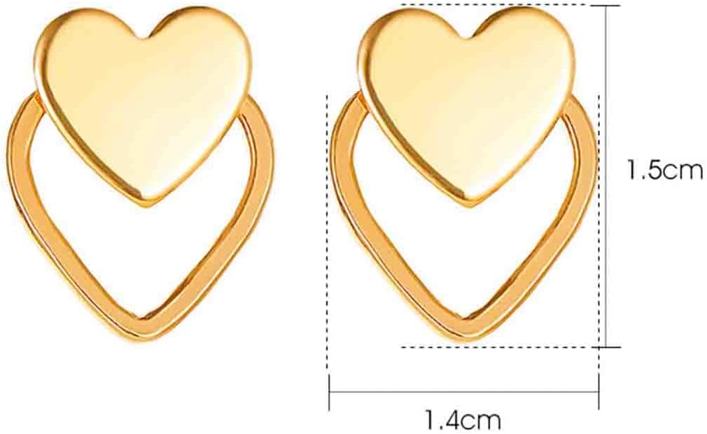 Minimalist Gold Heart Earrings Heart Ear Jacket Earring Front Back Stud Sweet Love Earring Dainty Simple Gold Earrings Jewelry for Women
