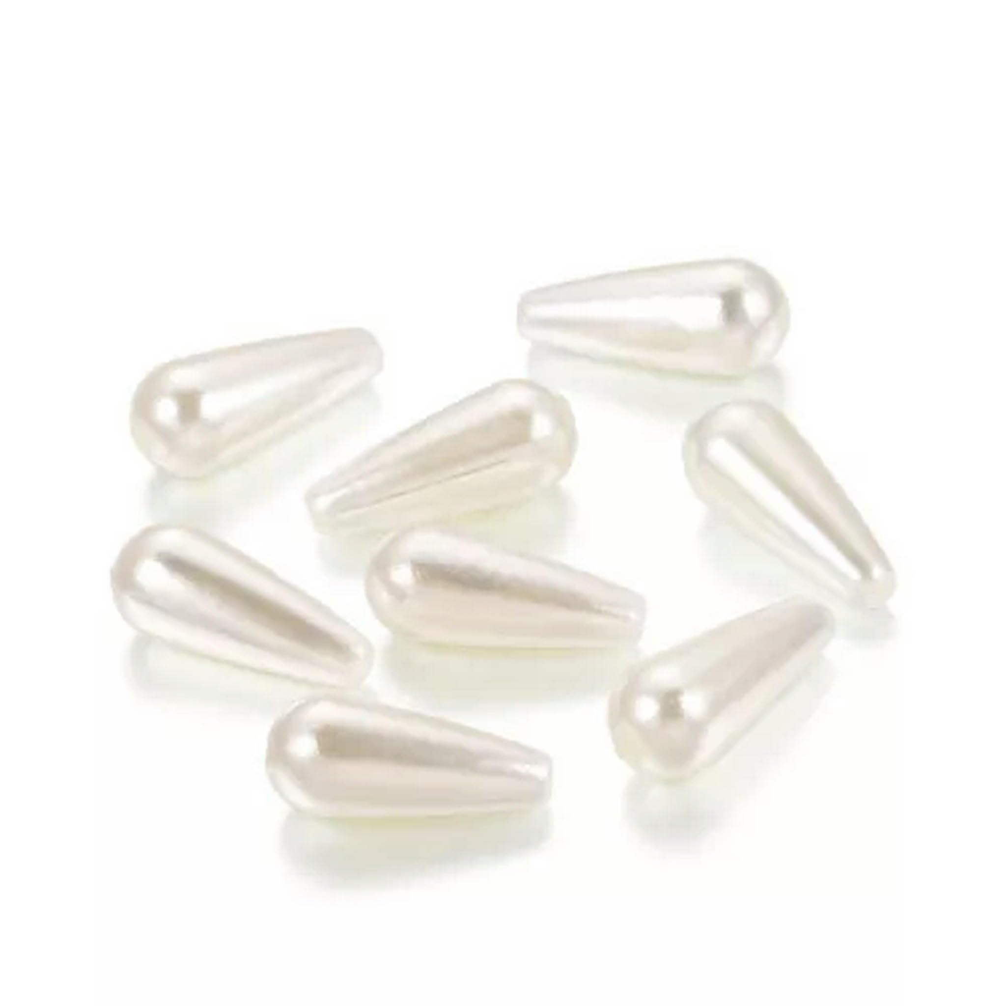Perline distanziatrici a Goccia, Perle finte, Foro Dritto, Fai da Te, Bianche, 8x15 mm (400 pezzi/176 g)
