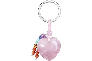 Jovivi Chakra Gemstone Heart Key Chain