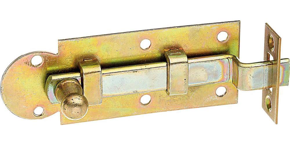 Alberts Yellow-Galvanised 113216 Window Bolt | Cranked, With Strike Plate | Electrogalvanised, Thick-Layer-Passivated | Plate 80 X 30 Mm
