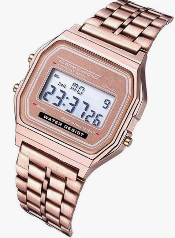 Image of AROA Premium Brand Vintage Series Digital Sports Square 4 Colours Dial LED Unisex Stainless Steel Strap Watch for Men's Watch for Women's Multicolor