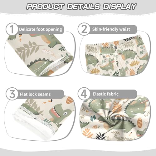 KLL Cute Cartoon Crocodile Alligator Toddler Girl Active Leggings Comfortable High Waisted Lounge Pants Exercise3