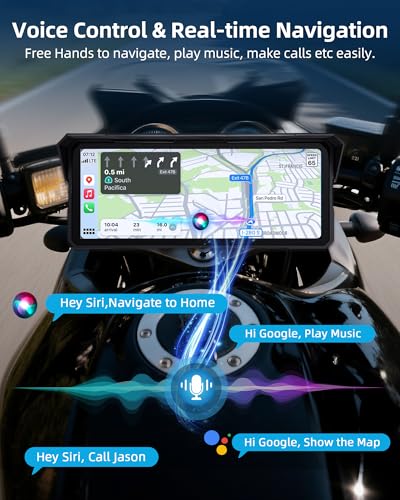 Image of 8.1 inch 4K Motorcycle CarPlay Screen w 4K Dash Cam Wireless Carplay Android Auto Screen for Motorcycle with GPS Navigation Voice Control WiFi Video Dual Bluetooth IPX7 Waterproof Wired Control