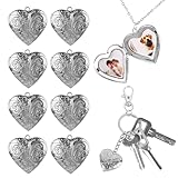Framendino, 10 Pack Silver Heart Photo Frame Charms Stainless Steel DIY Locket Pendants for Jewelry Making