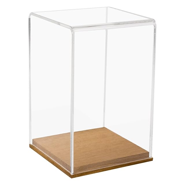 HMF 46881 Vitrina de acrílico con Base de Madera para Figuras, 14 x 14 x 22 cm, Transparente