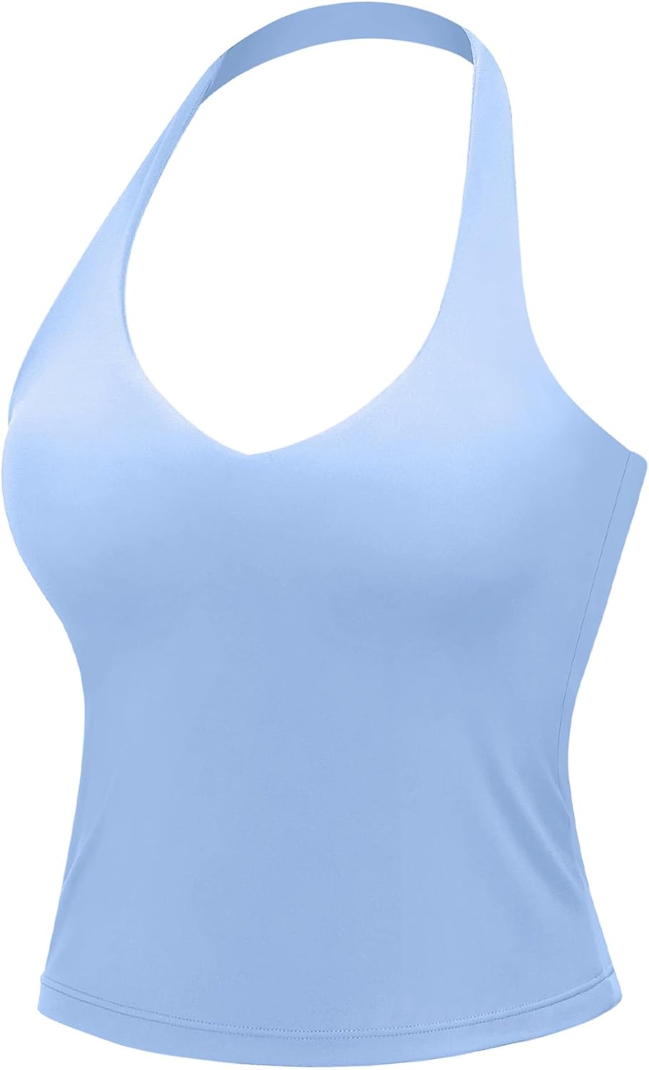 VOYJOY Women Halter Crop Top Padded V Neck Backless Sleeveless Workout Halter Tank Tops Going Out Yoga Gym Clothes
