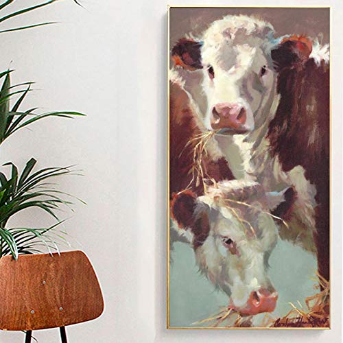 Peintures murales vaches KEBIA toile abstraite sans cadre pour décoration de salon 40x80 cm