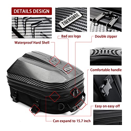Tigersgate Waterproof Motorcycle Backpack,Abs Hard Shell Motorcycle Tail Bag,Dual Use Motorcycle Helmet Bag With Expandable Storage 29L-48L #TOP6