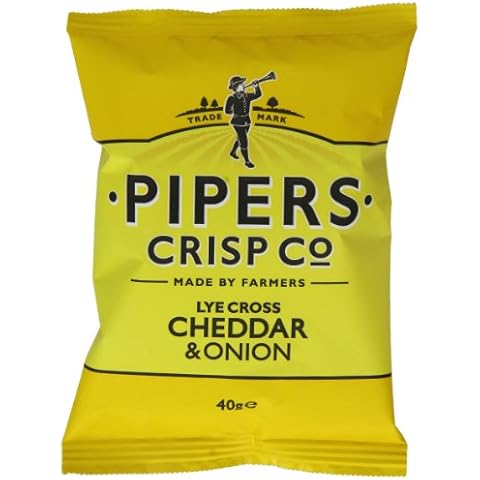 Pipers Crisps Lye Cross Cheddar and Onion 40 g, 24 Count (Pack of 1) Cover