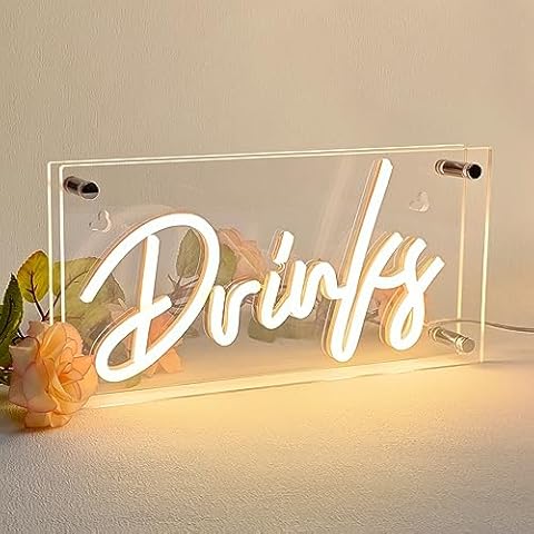 Lamomo Bar Neon Sign, Drinks Signs USB LED Desk Lightbox, Light Up Sign for Home Bar Party Kitchen Mancave Club Pub Restaurant Hotel Wall Decor, Bar Cart Accessories, Christmas Decor Cover