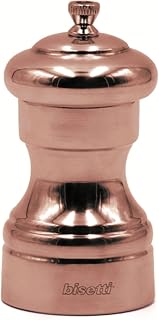 Bisetti Messina Copper Plated Beechwood Pepper Mill With Adjustable Grinder, 10 cm/ 3.9 Inch
