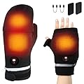 Heated Gloves for Men Women, Rechargeable Full & Half Hands Fingerless Gloves Electric Heated Mittens with Touchscreen, 3 Heating Levels, Heat Warming Glove for Outdoor Work Skiing Hiking Cycling