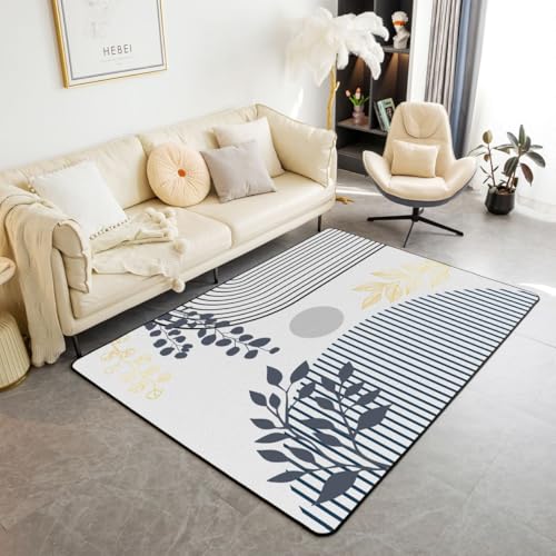 Erosebridal Modern Abstract Boho Area Rug 3x5 Blue Grey White