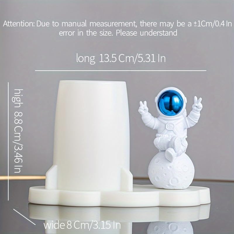 Image of Street27 Astronaut Figurine Stationery Pencil Holder Cartoon Decorative Ideal Gift For Office Classroom Home Desk Pen Pencil Holder Organizer Gifts Adults Kids 360 Rotating (Blue)