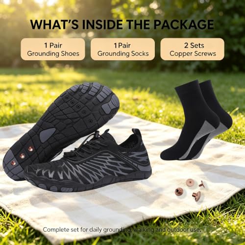 Image of Grounding Barefoot Shoes with Copper , Effective Full-Chain Grounding | Solid Copper Screws,Conductive Insoles，Extra Conductive Socks.Zero-drop,flexible wide toe box,for unisex