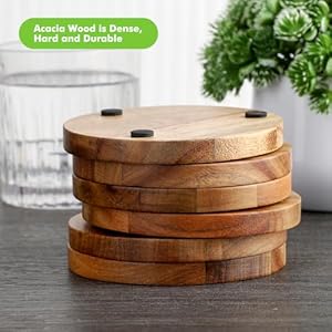 Acacia Wood Coasters for Drinks with Lip, Round Drink Coasters with Holder for Coffee Table Dining Table Wooden Table Coasters for Farmhouse Desk, Set of 6 Acacia Wood Coasters for Drinks with Lip Round Drink Coasters with Holder for Coffee Table Dining Table Wooden Table Coasters for Farmhouse Desk Set of 6