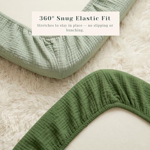Image of 3 Pack Muslin Bassinet Fitted Sheets for Bedside Sleepers | Soft Cotton Baby Sheet Set Compatible with Baby Delight for Boys and Girls, Dream On Me, AMKE and Other Rectangle Mattresses