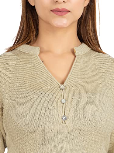 Image of Rosary Women's Winter Wear Embroidered Warm Woolen Straight Full Sleeve Kurti with Pockets
