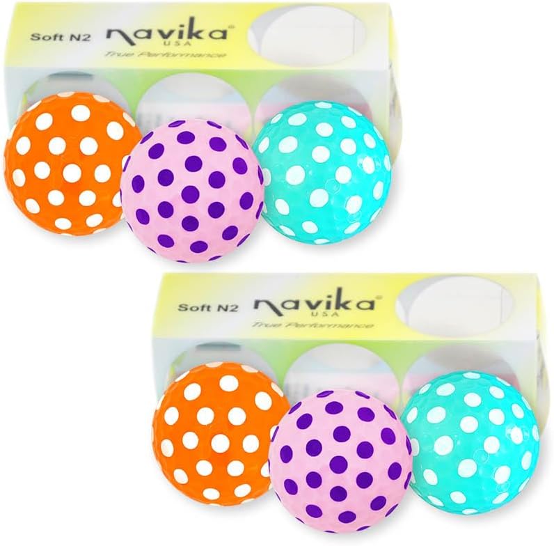 Polka Dot Golf Ball Combo Including Pink, Teal and Orange Golf balls with White Dots | 6 Golf Ball Set | Easter themed Gift | Great for kids and Women Golfers | Blue/Turquoise, Hot Pink, Orange