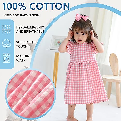 Zanie Kids Easter Dresses For Girls Toddler Dress Cute Baby Girl Summer Playwear Family Photo Outfits Plaid Pink 4-5T #TOP3