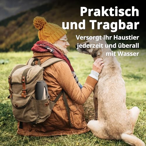 Petace Hunde Trinkflasche für Unterwegs, 750 ml, Vakuumisolierte