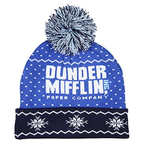 Bonnet à pompon Dunder Mifflin adulte noir tricoté pour fans de The Office