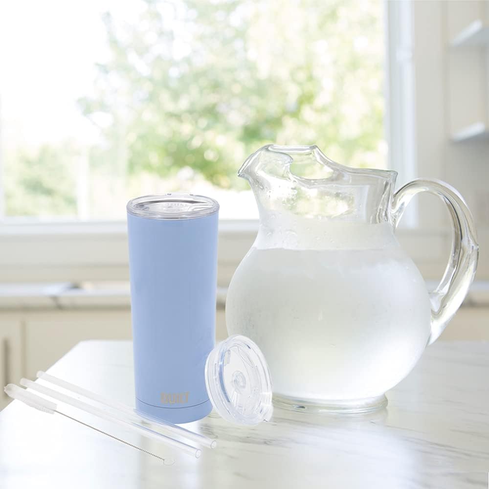 BUILT Double Walled Stainless Steel Tumbler Set with Replacement Lid, 2 Reusable Tritan Wire Straw Cleaning Brush in Gift Box, 20-ounces, Cerulean - Image 7