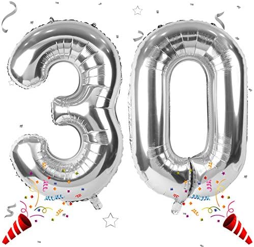30th Birthday Balloon Number Party Balloons, 2 pcs Gold 3" and 0" Foil Helium Balloons for Birthday Party, 40inch Foil Mylar Big Number Balloons for Anniversary Supplies Decorations (Gold Number 30)