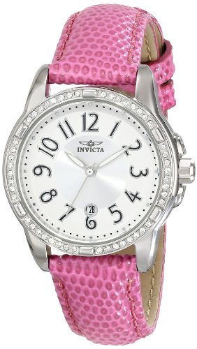 Invicta Women's 16339 Angel Crystal-Accented Stainless Steel Watch with Pink Leather Strap