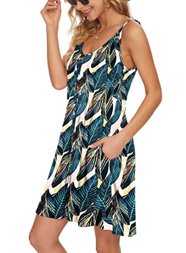 AUSELILY Women's Summer Dresses Spaghetti Strap Beach Wear Cover Ups V Neck Casual Dress with Pockets - Image 2