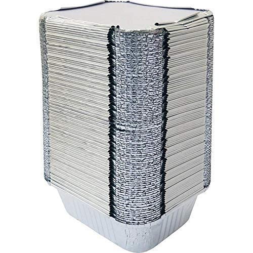 JMS we create smile 100 x 250ml Foil Containers & Lids NO 1 Aluminium Containers Trays with Roasting Meal Prep Tray Takeaway -Microwave, Freezer Safe. — image 1