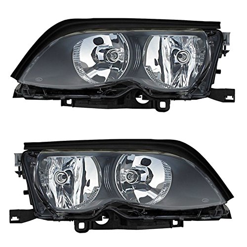 Image of TRQ Headlight Assembly Set BM2502122 BM2503122 | For 2002-2005 BMW 325i 325xi 330i 330xi