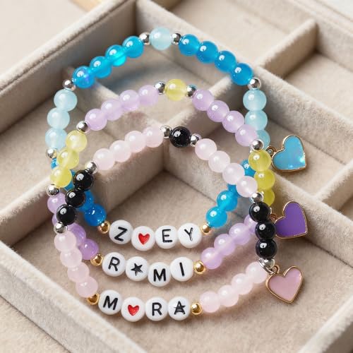 Image of 3Pcs Colorful Beaded Stackable Stretch Bracelets | Friendship Bracelet Set, Graduation Jewelry, Birthday Gifts, For Huntrix Fans