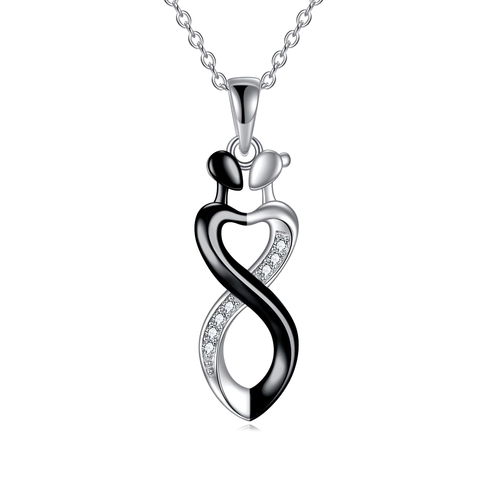 YAFEINI Umarmung Halskette 925 Sterling Silber Kuscheln Paar Schmuck für Sie Umarmung Anhänger Kette für Paar Jahrestag Valentinstag Geschenke für Frauen Freundin
