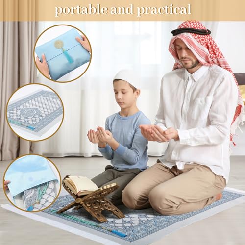 Tapete de oración musulmán 3 unidades con bag y tasbih miniatura 5