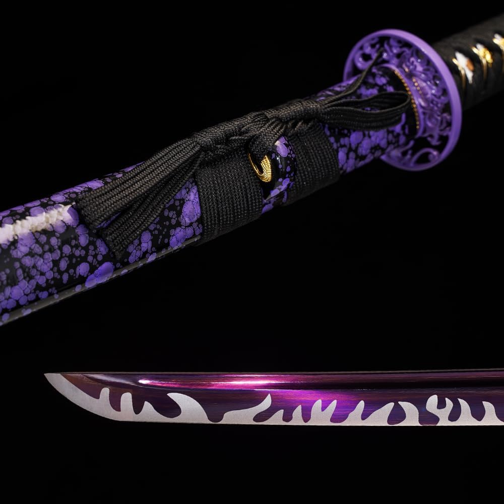 1045/1060 high Carbon Steel Full Hand Forged Traditional, Katana Sword Hademade Heat Tempered ，Japanese Samurai Swords ，Full Tang,Functional,Black