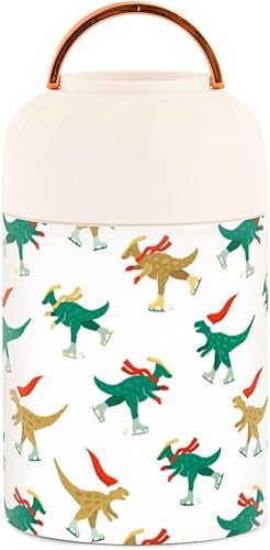 Miniatura 2 de Christmas Dinosaurs Skating Food Jar with Spoon Stainless Steel Vacuum Insulated Food Container 17 oz Soup Thermos for Hot Food