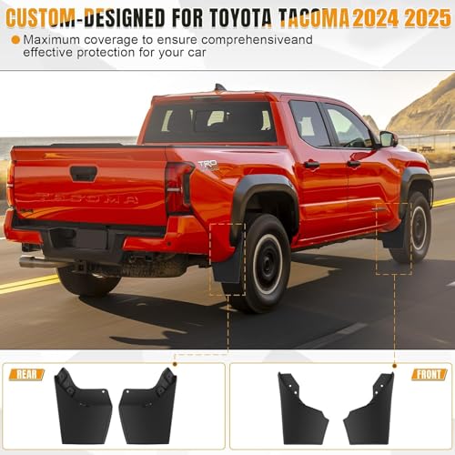 Image of Mud Flaps Compatible with Toyota Tacoma 2024 2025, Front and Rear Mud Splash Guard 4PC-Set, Driver and Passenger Sides Wheel & Tire Mudguards