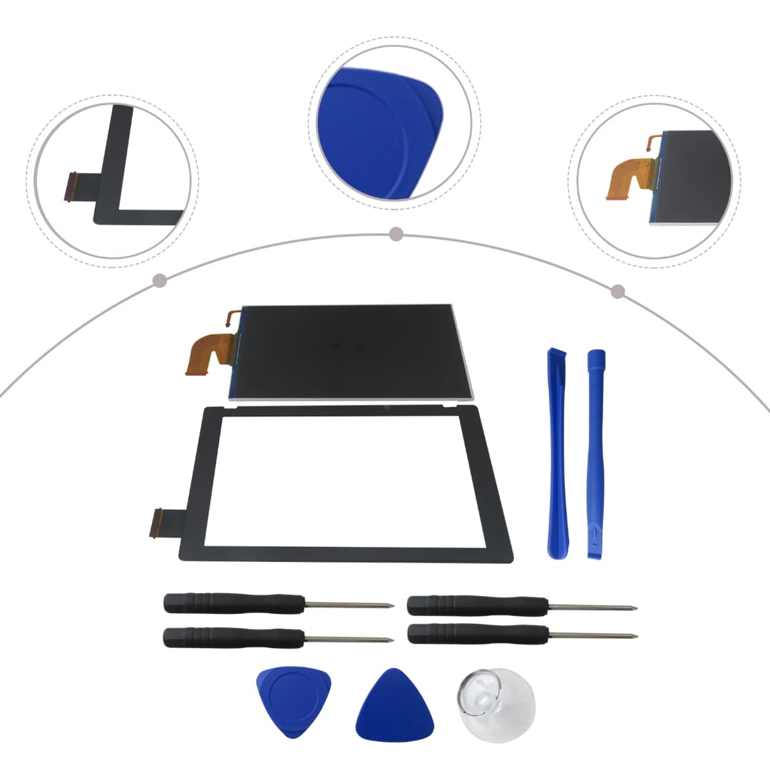 Pantalla LCD de repuesto para Nintendo Switch, pantalla táctil de repuesto para sensor digitalizador V1 HAC-001, kit de reparación de vidrio