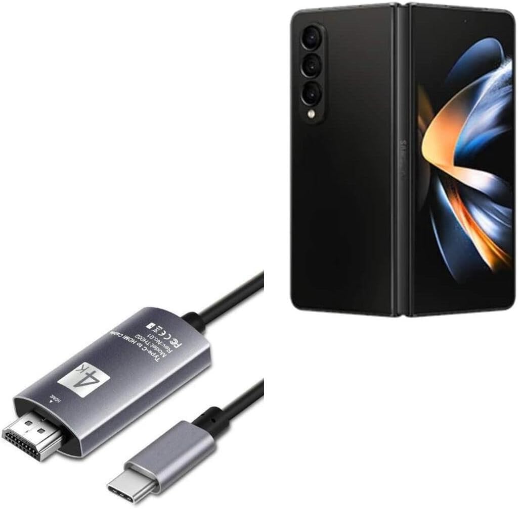 BoxWave Cable Compatible with Samsung Galaxy Z Fold 5 - SmartDisplay Cable - USB Type-C to HDMI (6 ft), USB C/HDMI Cable - Jet Black
