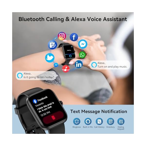 Smart Watch for Men Women with Alexa Built-in, Bluetooth Calling, 1.83'' HD Touch Screen Fitness Tracker with Heart Rate/Sleep Monitor, 120+ Sports Modes, IP68 Water-Resistant Watch for Android & iOS - Image 2
