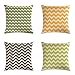 Funda De Cojín Estampada,Fundas De Cojines De Rayas Onduladas De Color Verde Negro Lino Impresión 4Pcs Plaza Moderna Simplicidad Elegante Suave Home 45 * 45Cm Tapa Almohadón Funda De Almohada Throw