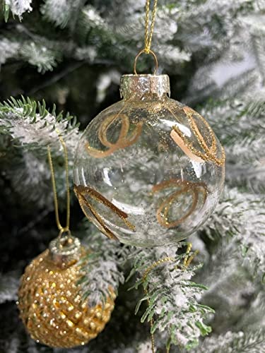 MC-Trend Lot de 12 boules de Noël élégantes en verre de luxe Ø 6 cm Doré