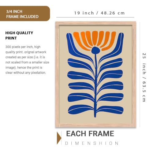 Image of kotart Boho Art Home Decoration Paintings With Frame For Living Room Bed Room Hotel Wall Decor Digital Reprint Set of 3 (19X25 inch)