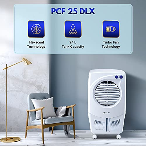 Image of Bajaj PCF 25 DLX 24L Personal Air Cooler with Honeycomb Pads, Turbo Fan Technology, Powerful Air Throw and 3-Speed Control, White