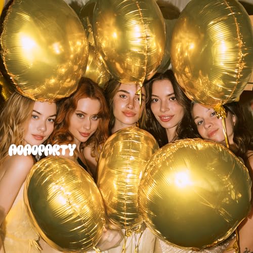 Image of 25Pcs Gold Round Shaped Foil Metallic Balloons 18 Inch for Birthday Wedding Anniversary Engagement Party Decorations Supplies