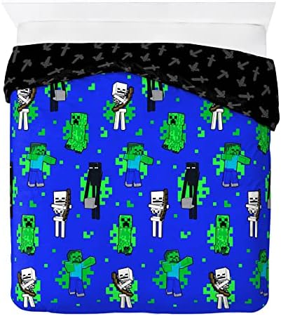 Jay Franco Minecraft Fight Back 100% Cotton Double Duvet Cover Set - Includes 2 Pillowcases