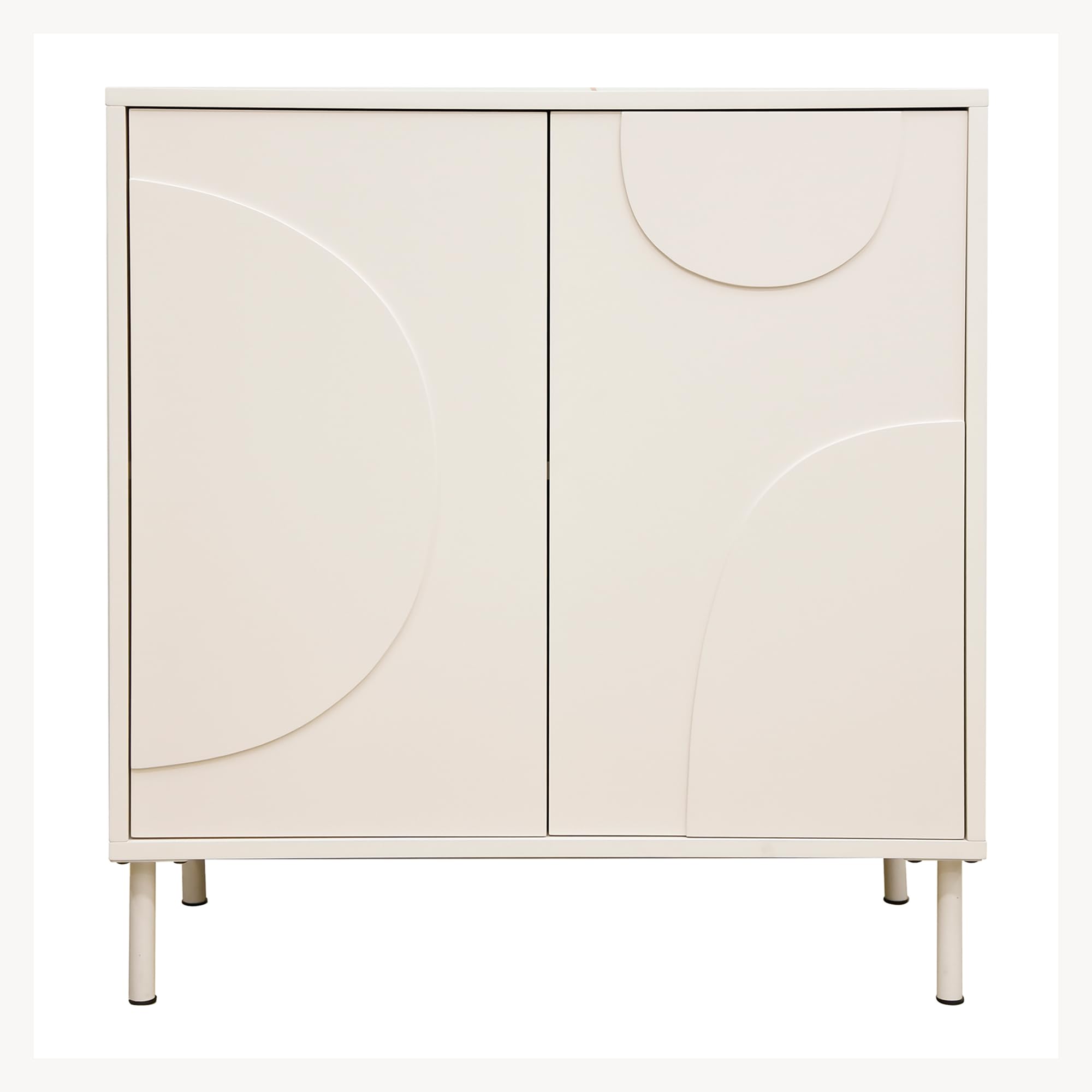[en.casa] Mobile Contenitore a 2 Ante Decorative Credenza Bassa con Ripiano e 2 Scomparti Chiusi Comò Multiuso per Soggiorno Camera da Letto 75 x 70 x 34 cm - Beige