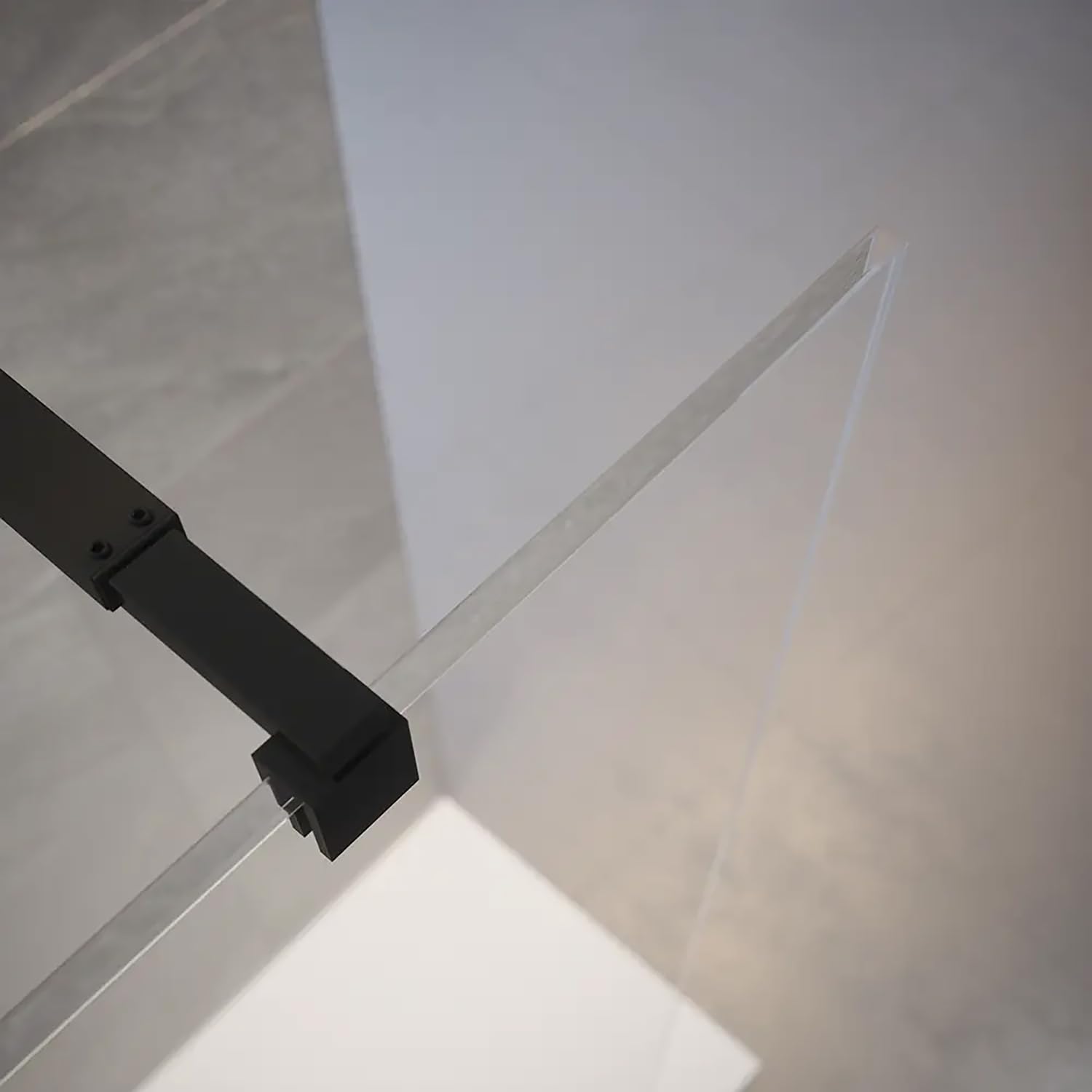 Box Doccia Walk-In 110 cm Altezza 200cm Parete Fissa Vetro Temperato Trasparente da 10mm con Trattamento Anticalcare Braccio Telescopico SUS304 Profili Alluminio Nero Opaco